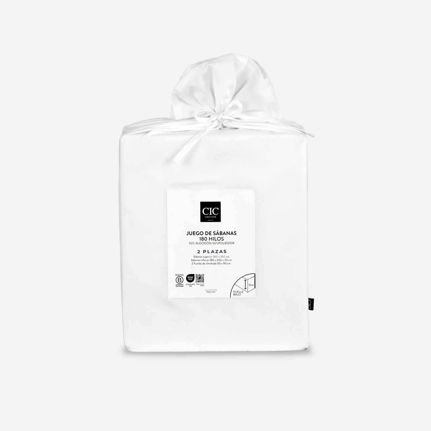 S&aacute;banas 2 Plazas 180 Hilos Lisa Blanco