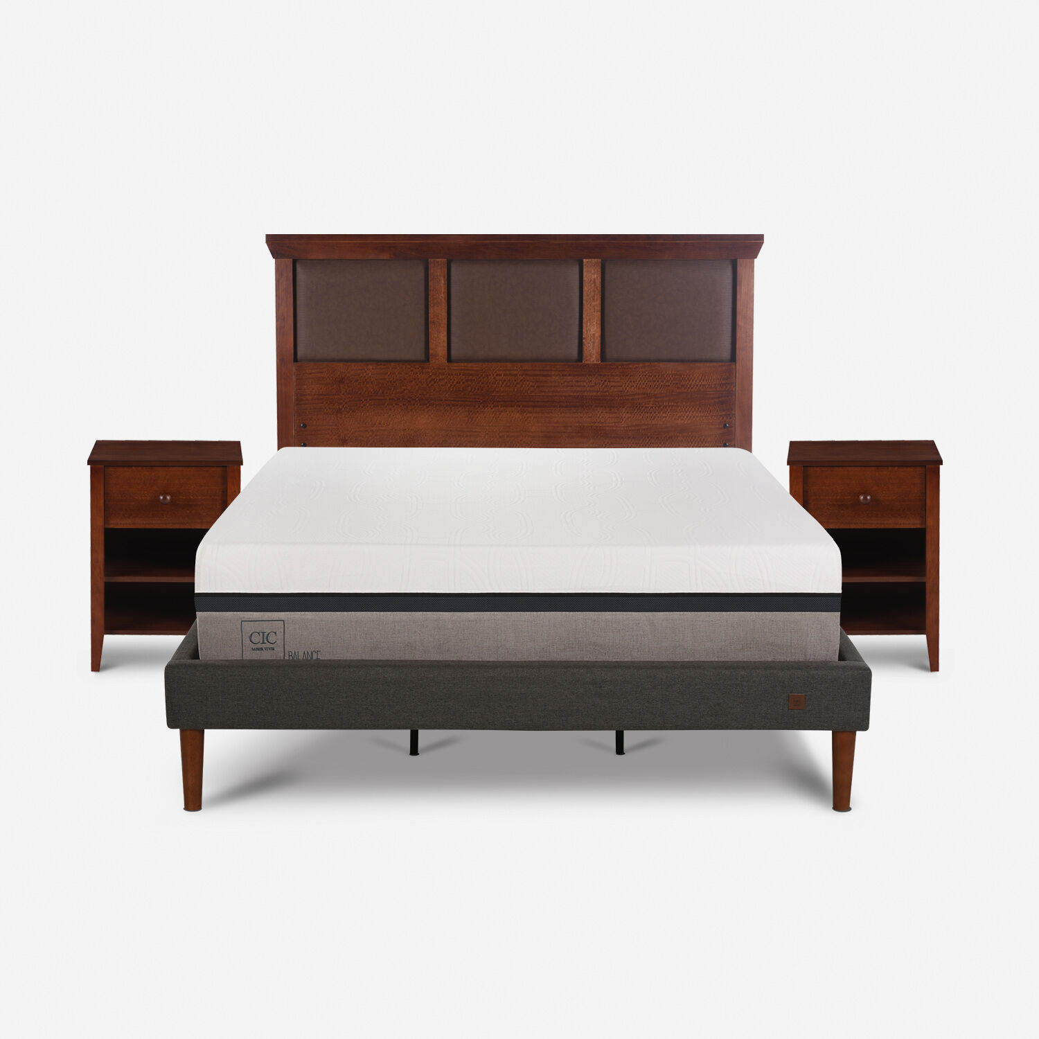 Cama Europea Curve King Balance + Set Torino Caramel