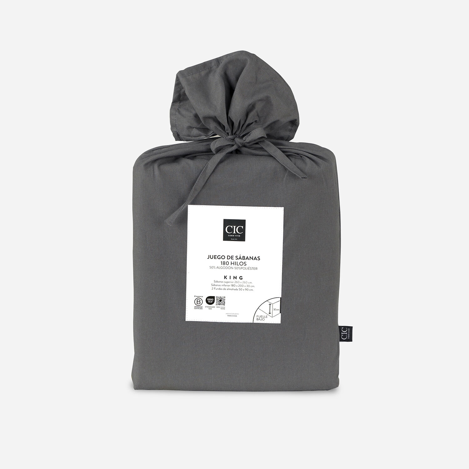 Sábanas King 180 Hilos Lisa Gris