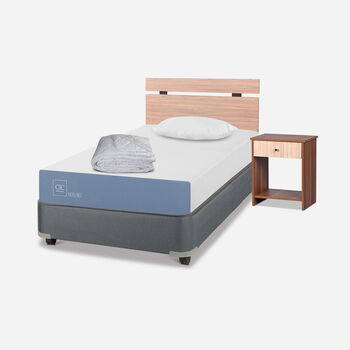 Cama Americana 1,5 Plazas Excellence + Set Olmo + Almohada + Plum&oacute;n