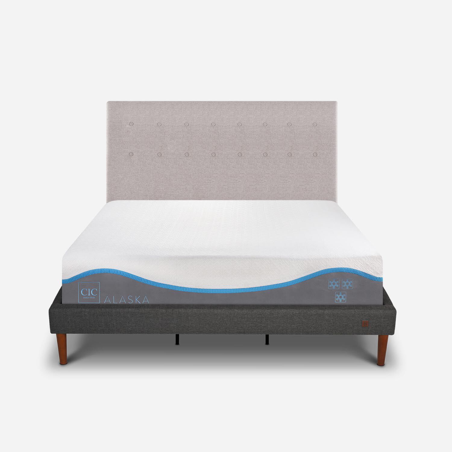 Cama Europea Curve King Alaska + Respaldo Tigris