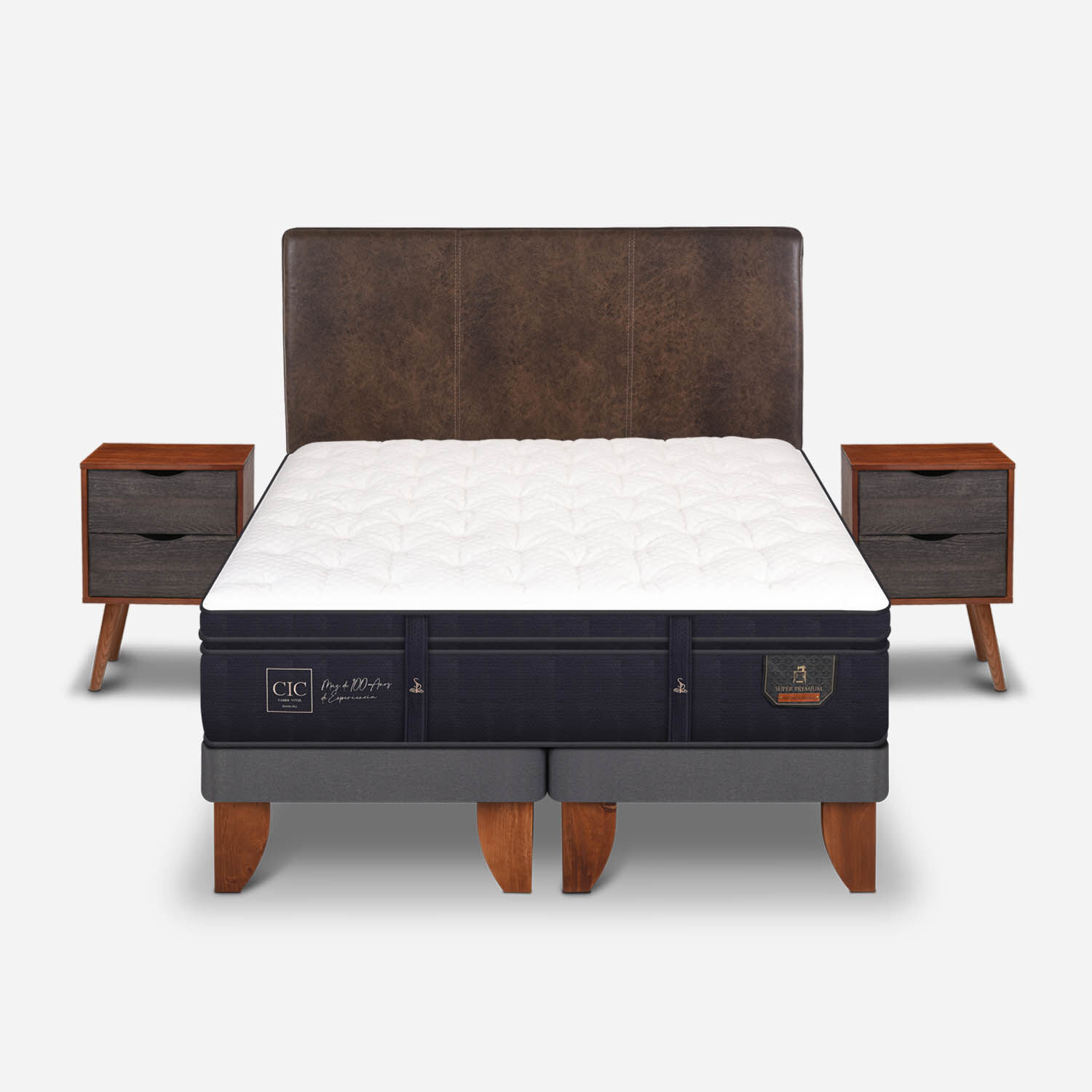 Cama Europea 2 Plazas Super Premium Base Dividida + Set Baker