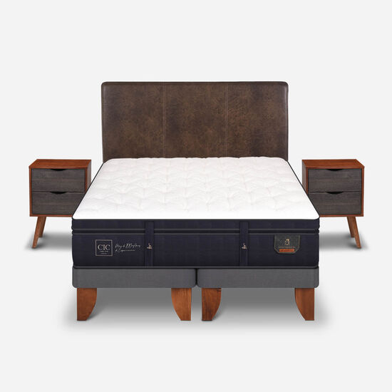 Cama Europea 2 Plazas Super Premium Base Dividida + Set Baker