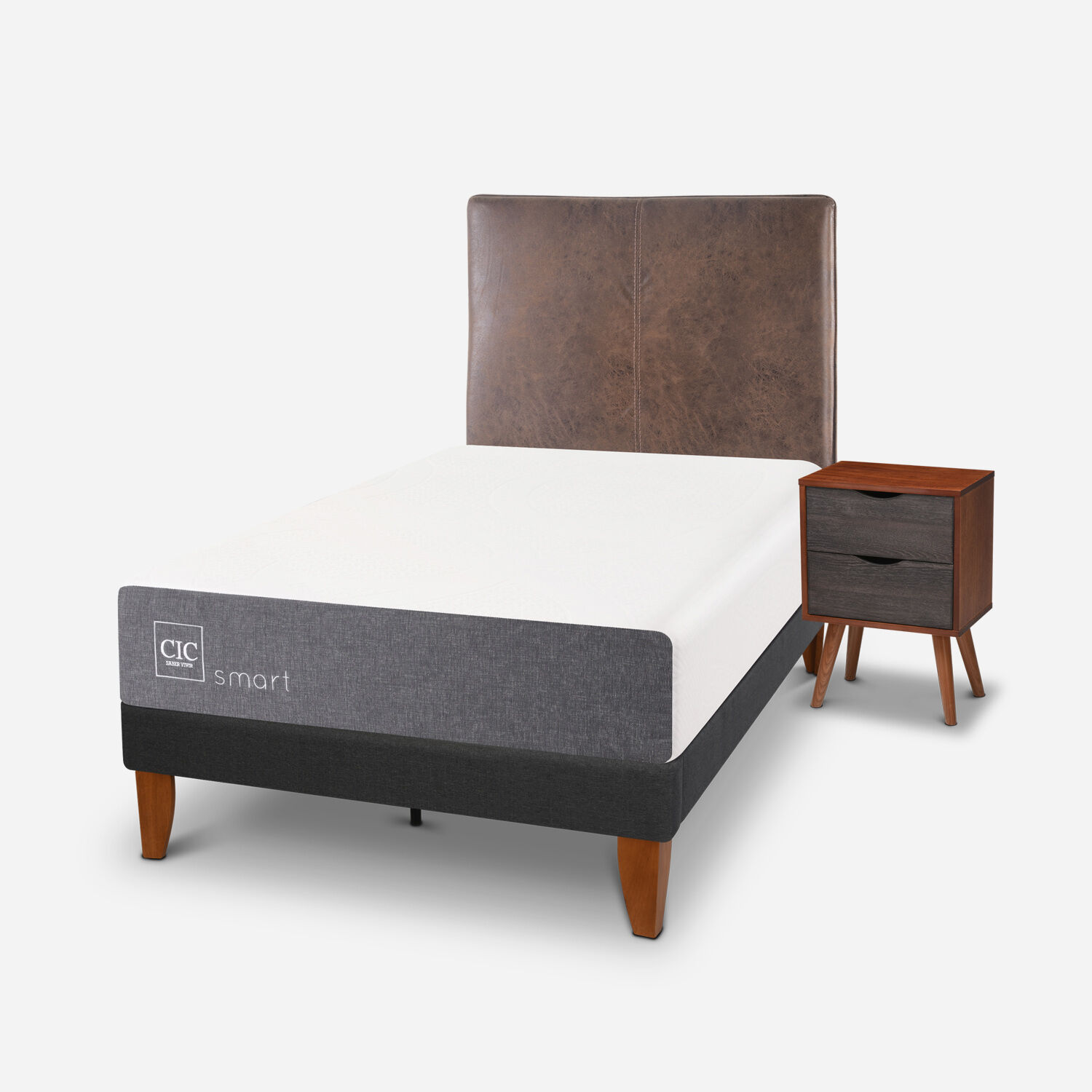 Cama Europea Curve 1,5 Plazas Smart + Set Baker