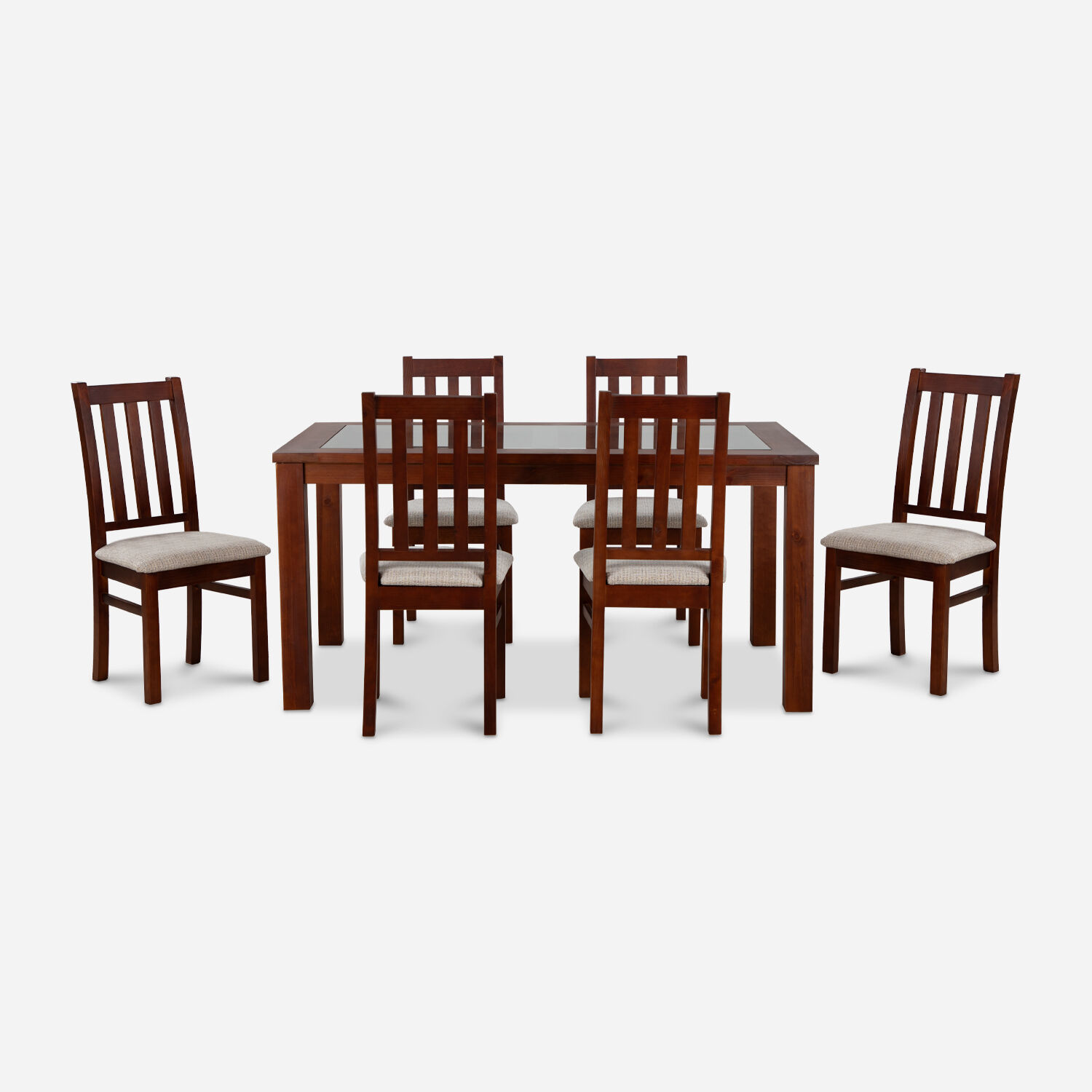 Comedor de Vidrio 6 Sillas Ñuble Caramelo - Beige