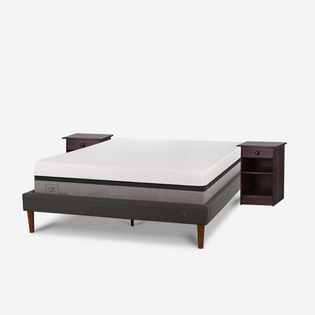 Cama Europea Curve 2 Plazas Balance + Veladores Dubl&iacute;n Chocolate