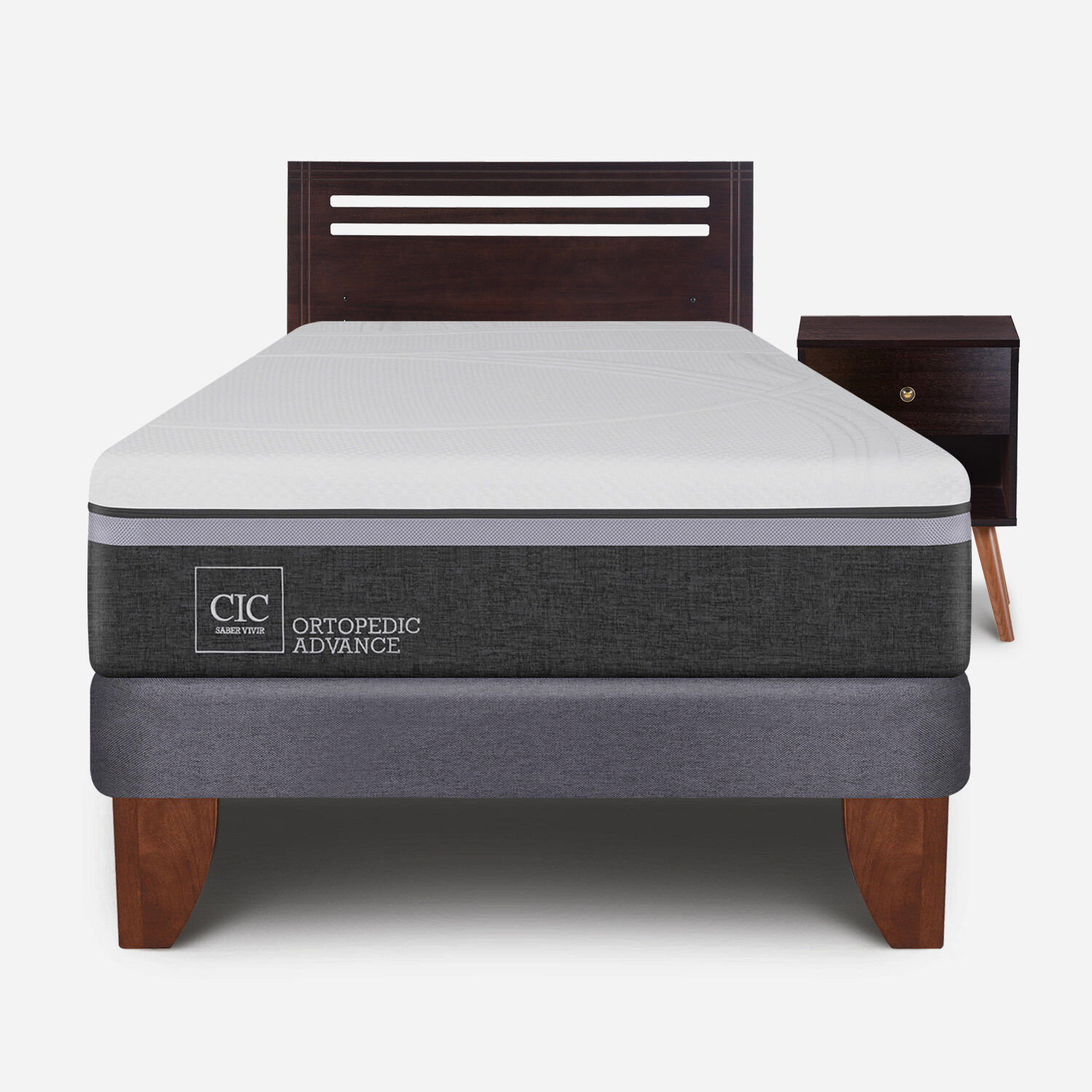 Cama Europea 1,5 Plazas Ortopedic Advance + Set Múnich Chocolate