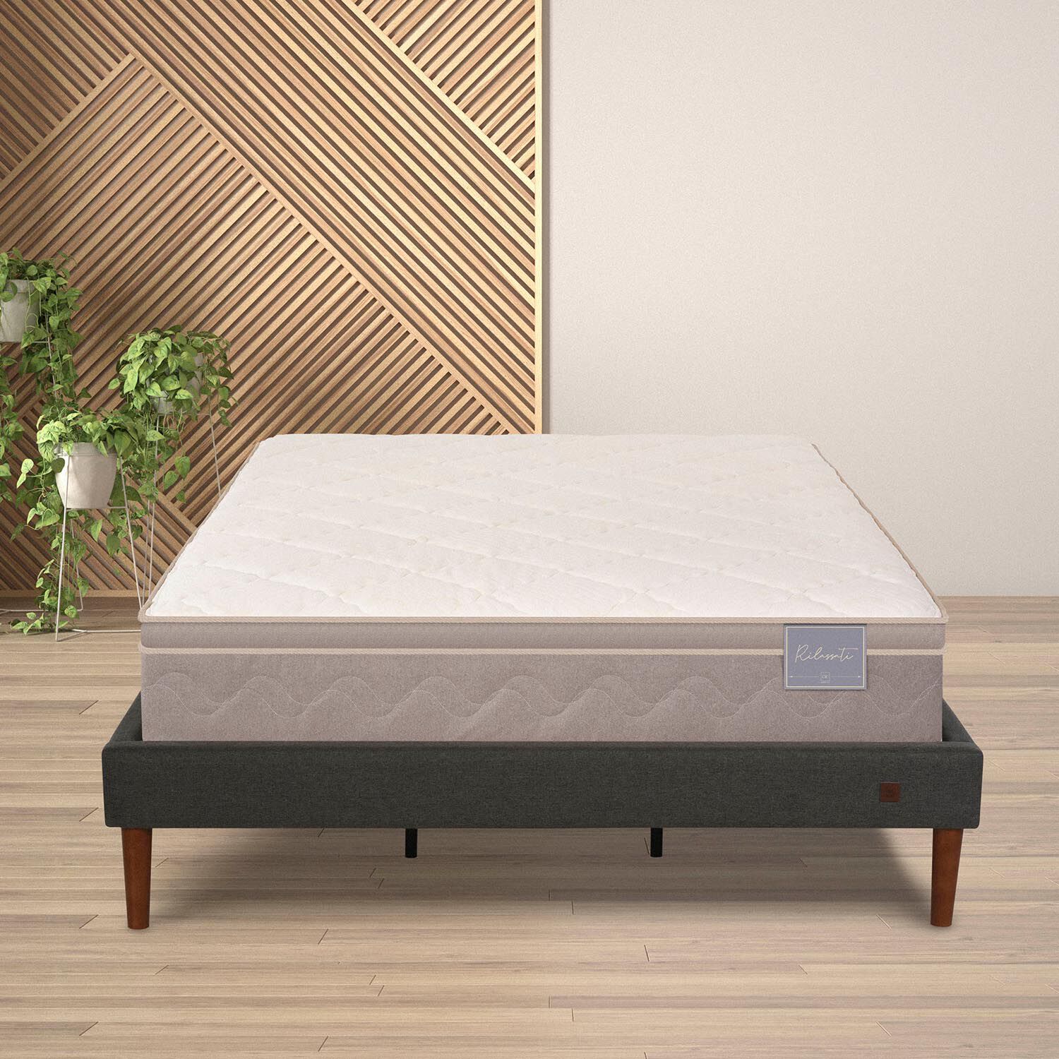 Cama Europea Curve King Rilassati + Set Mil&aacute;n Caramel