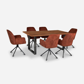 Comedor Florencia Walnut + 6 Sillas Ottawa Café
