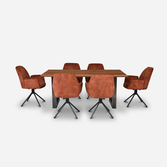 Comedor Florencia Walnut + 6 Sillas Ottawa Café