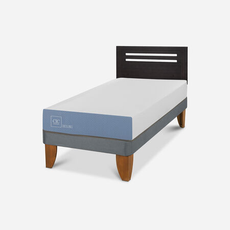 Cama Europea 1 Plaza Excellence + Respaldo M&uacute;nich Negro