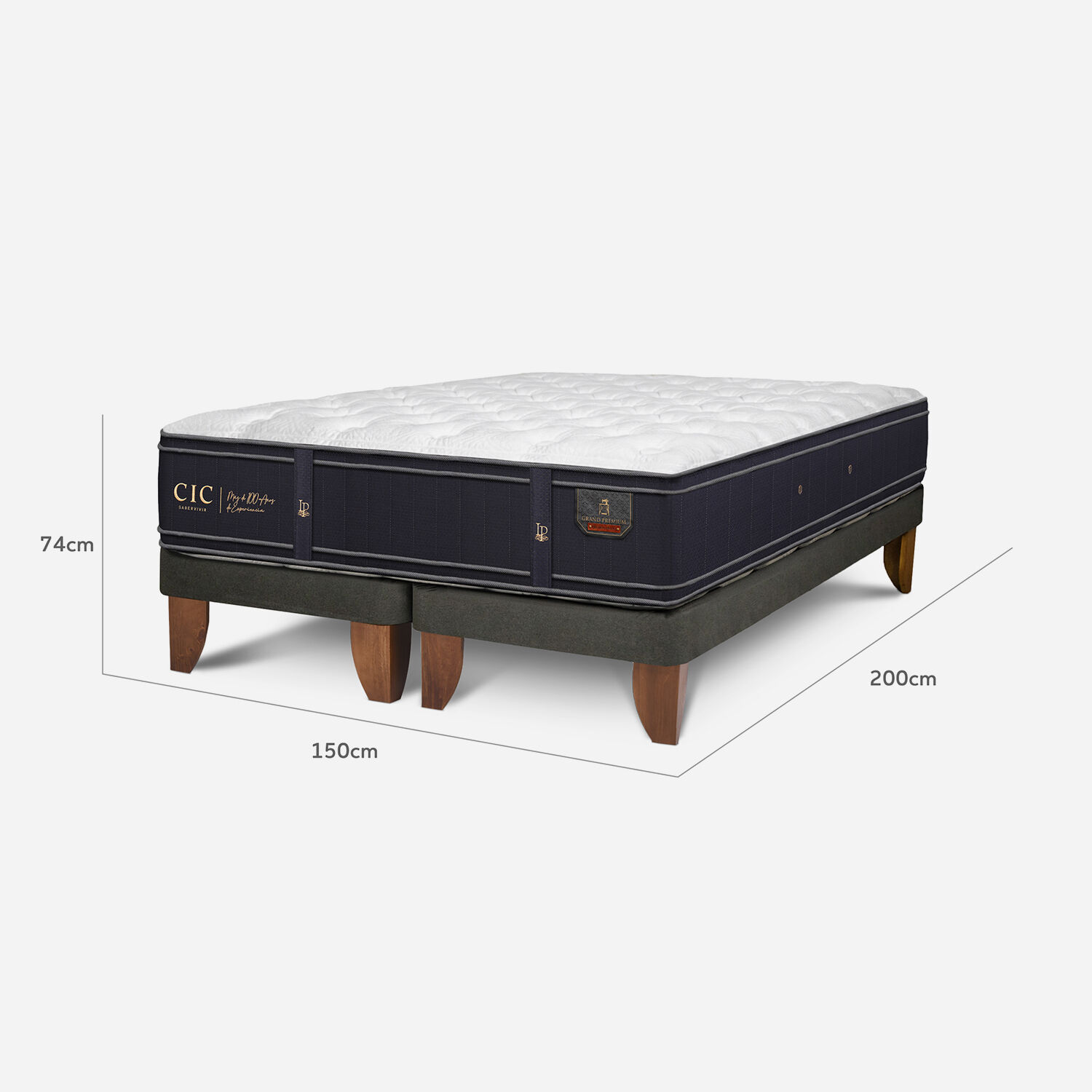 Cama Europea 2 Plazas Grand Premium Base Dividida