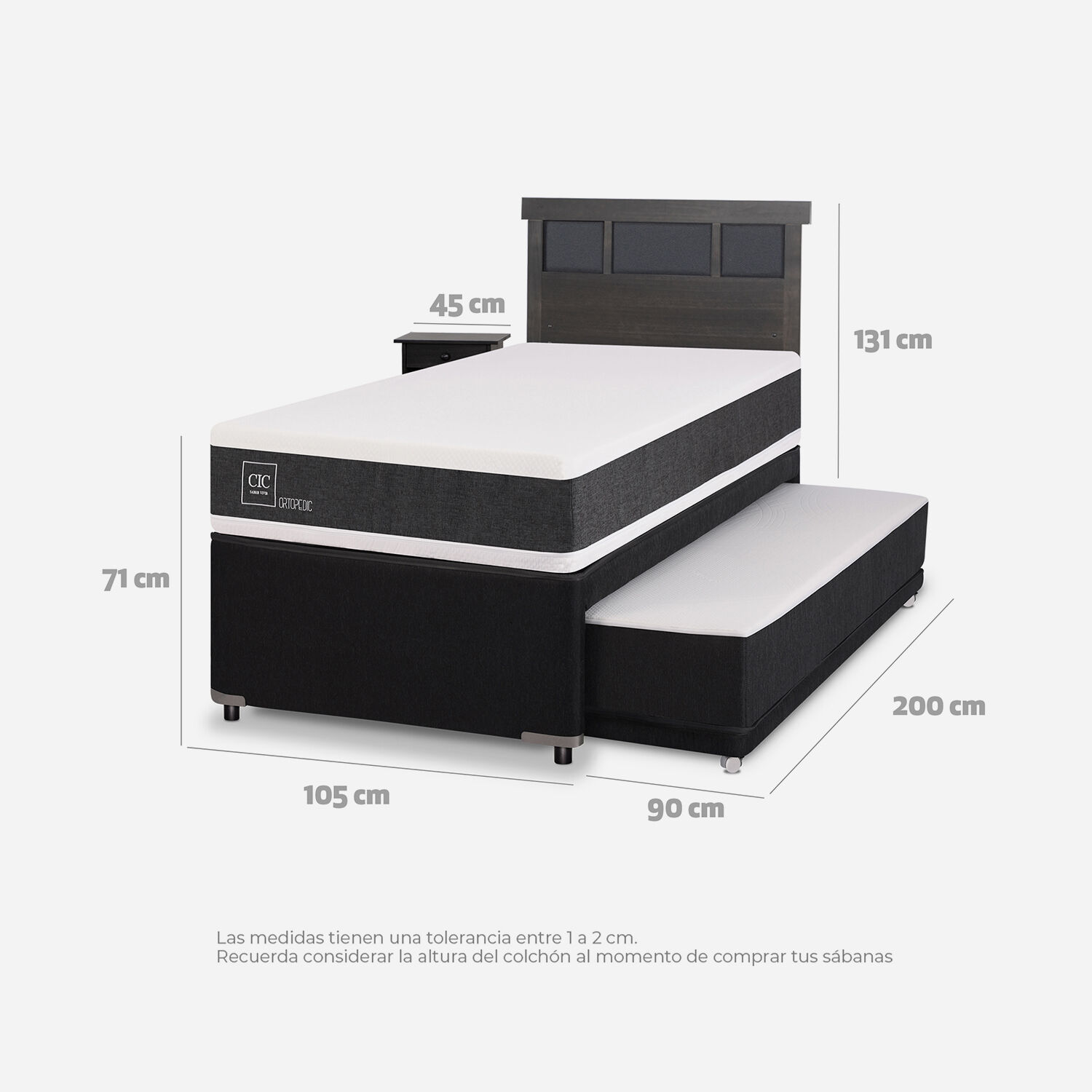 Cama Nido Diván Ortopedic Set Dublín Gris