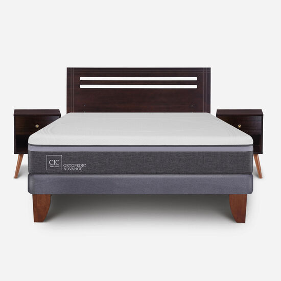 Cama Europea 2 Plazas Ortopedic Advance Base Normal + Set Múnich