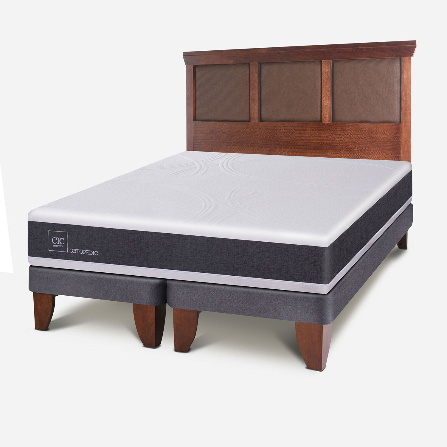 Cama Europea King Ortopedic + Respaldo Torino Caramel