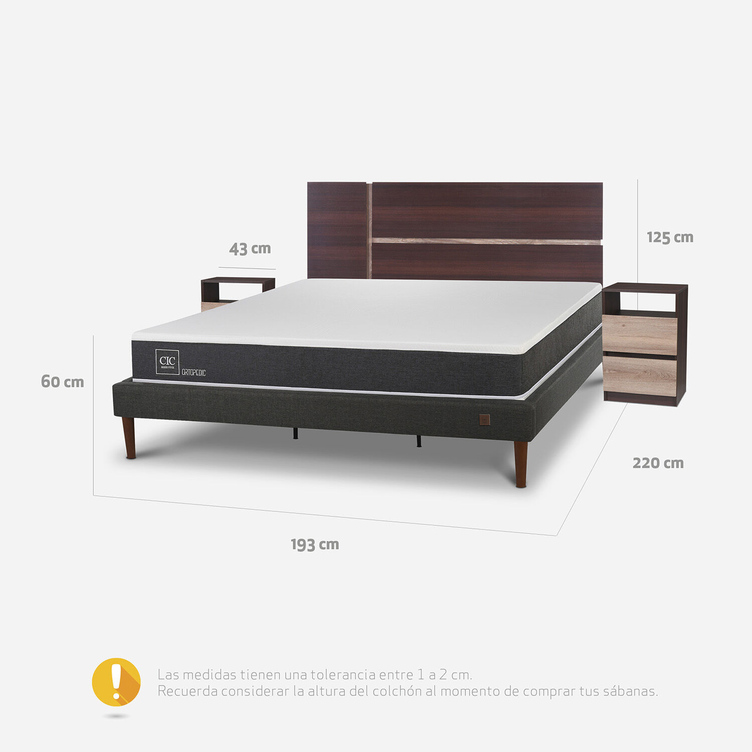 Cama Europea Curve King Ortopedic + Set Enio