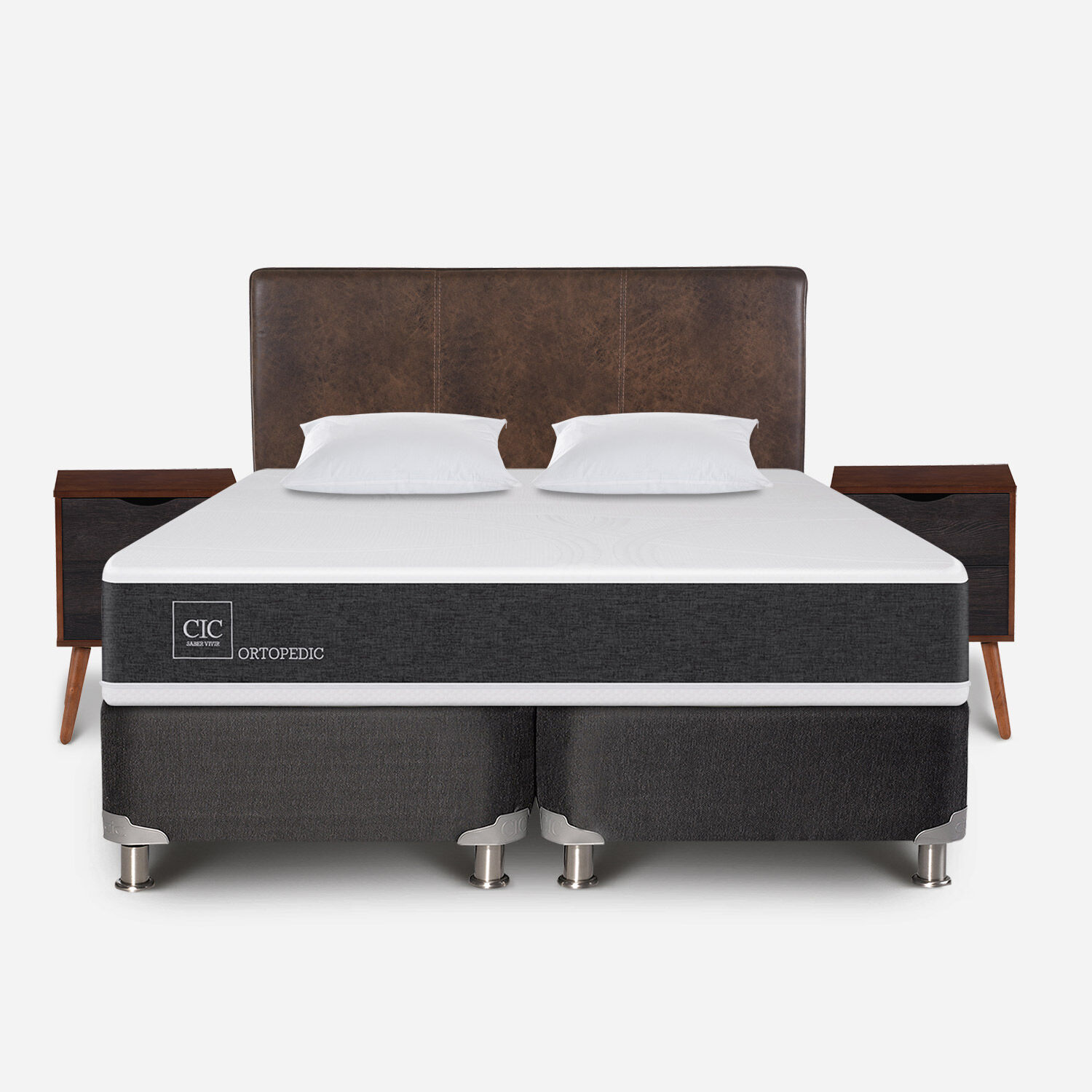 Box Spring King Ortopedic 5 Zonas + Almohadas Viscoel&aacute;sticas + Set Baker