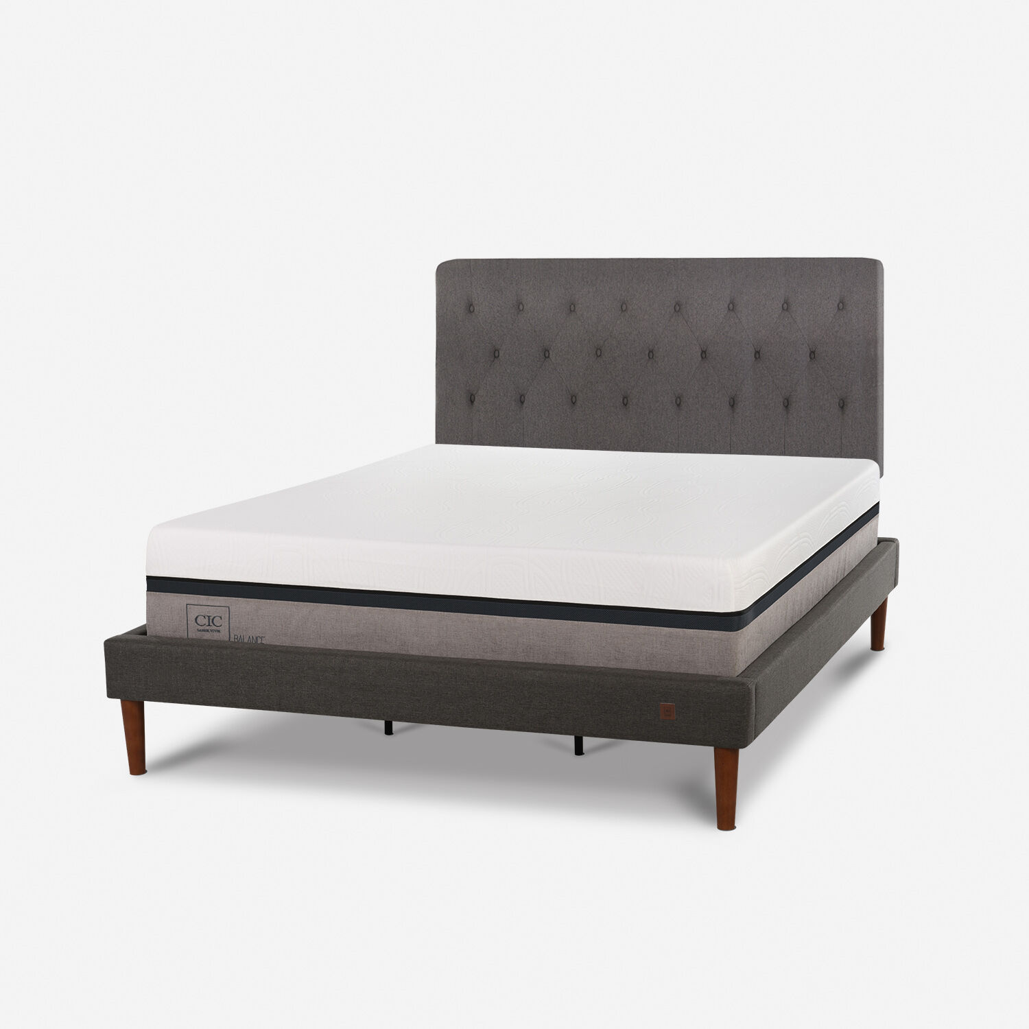Cama Europea Curve King Balance + Respaldo Kavery