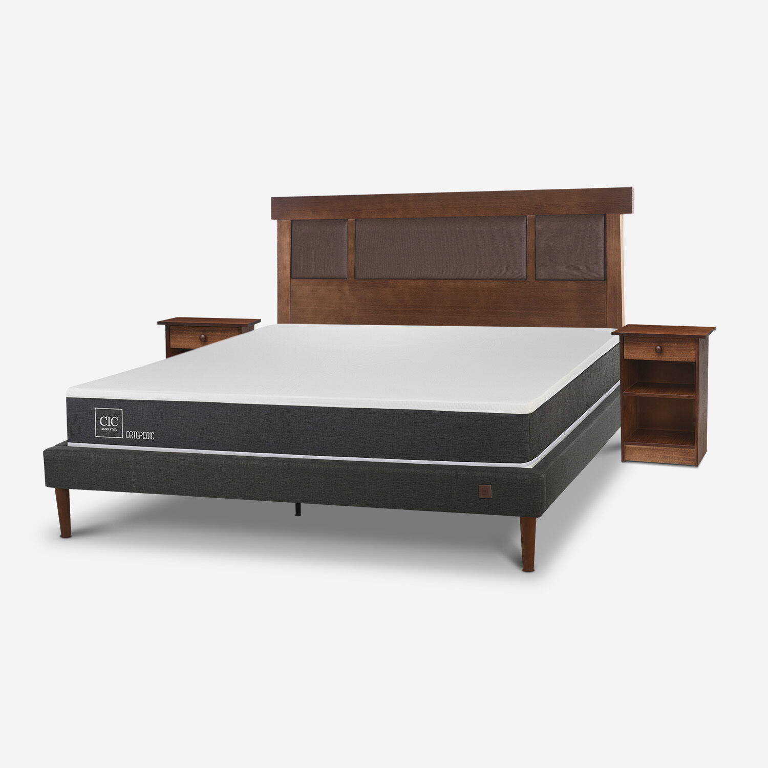 Cama Europea Curve 2 Plazas Ortopedic + Set Dubl&iacute;n Caramel