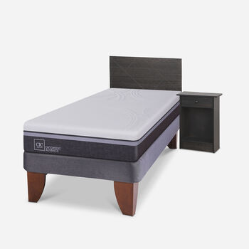 Cama Europea 1,5 Plazas Ortopedic Advance + Set Villarrica Gris