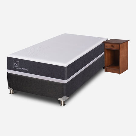Box Spring 1 Plaza Ortopedic 5 Zonas + Velador Villarrica