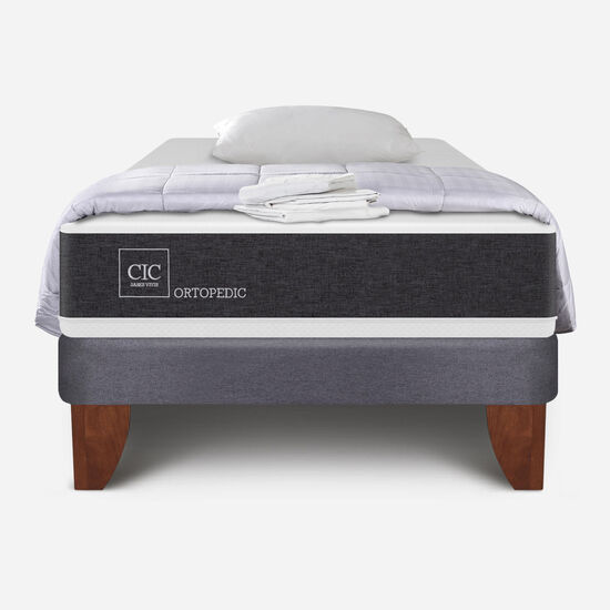 Cama Europea 1.5 Plazas Ortopedic + Almohada + Plumón
