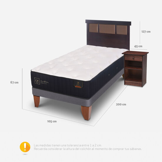 Cama Europea 1.5 Plazas Premium + Set Dublín Choc