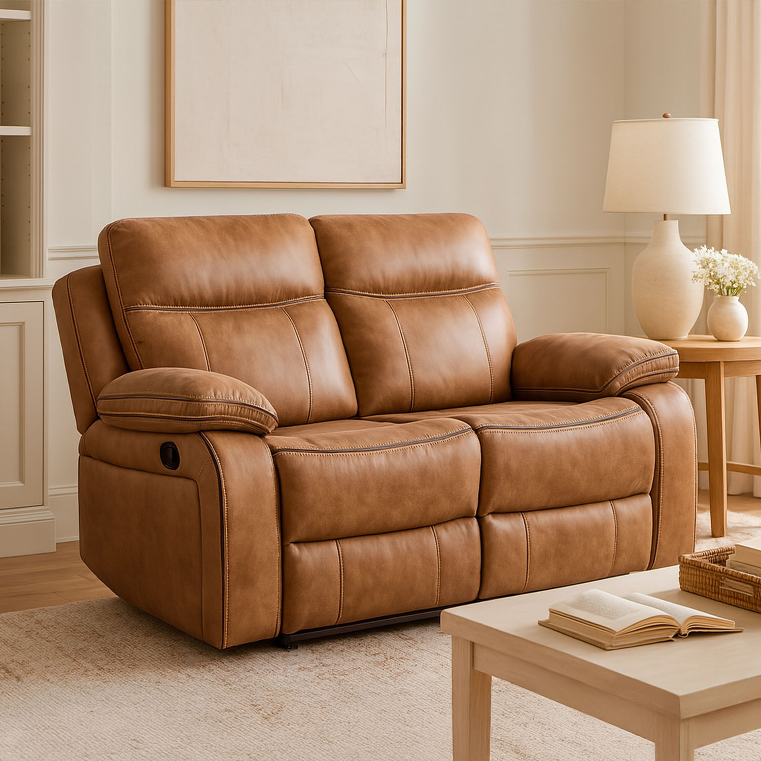 Sofá Reclinable HOMCOM Lino Sintético Crema 64x86x102 Cm 839-811V00CW