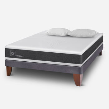 Cama Europea 2 Plazas Ortopedic Base Normal + Almohadas