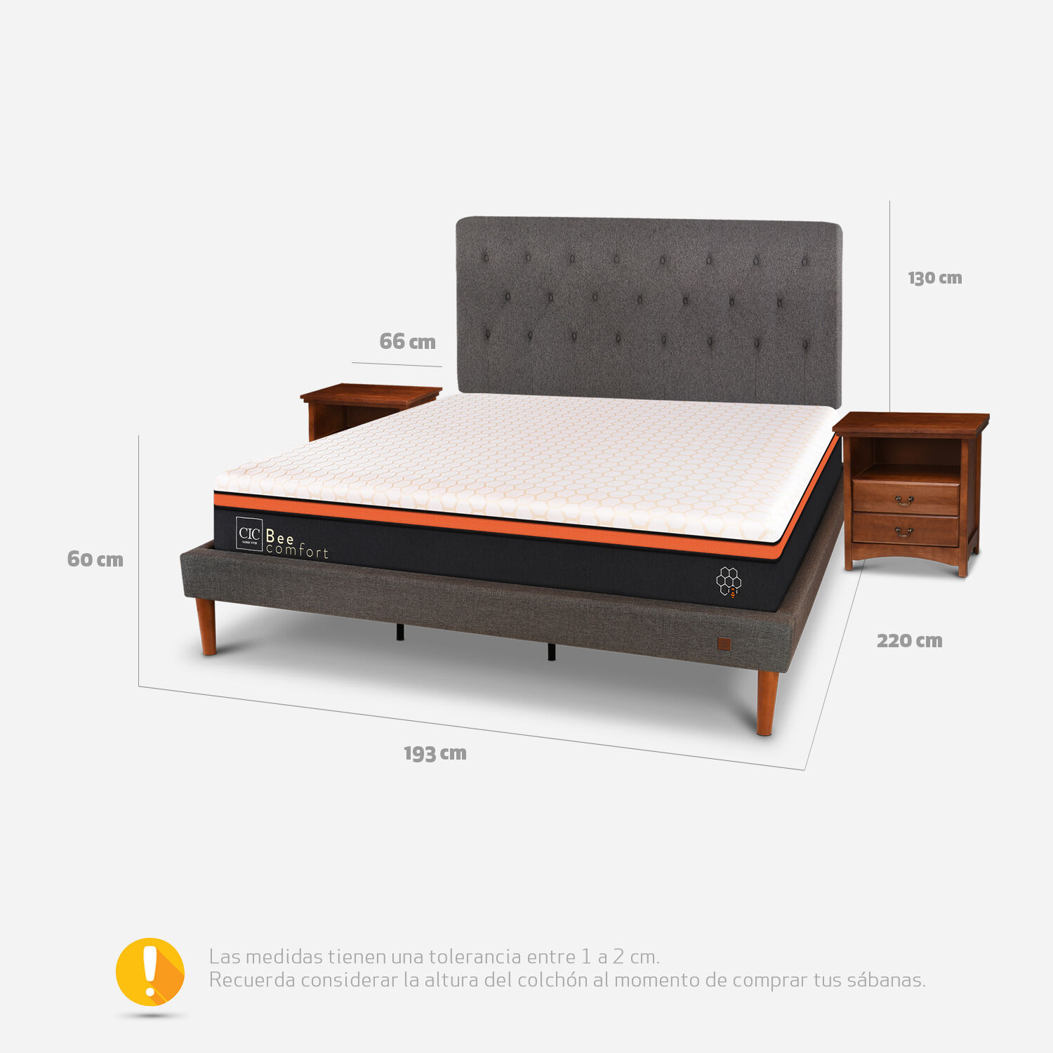 Cama Europea Curve King Bee Comfort + Set Kavery