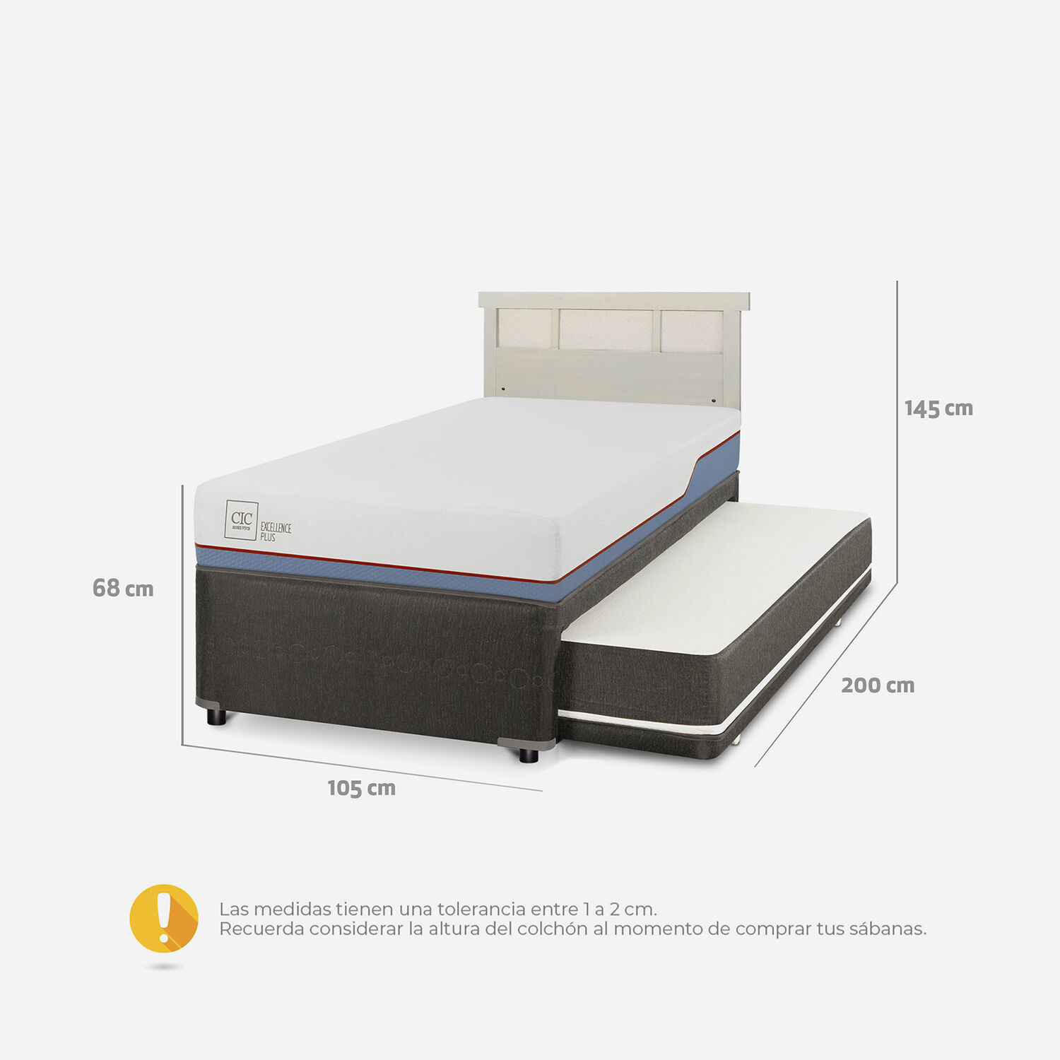 Cama Nido Diván Excellence Plus + Respaldo Dublín Alpino