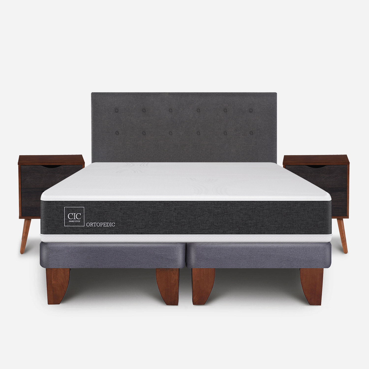 Cama Europea 2 Plazas Ortopedic Base Dividida + Set &Eacute;ufrates