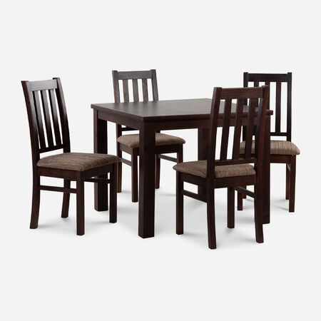 Comedor 4 Sillas Ñuble Chocolate - Tela Café