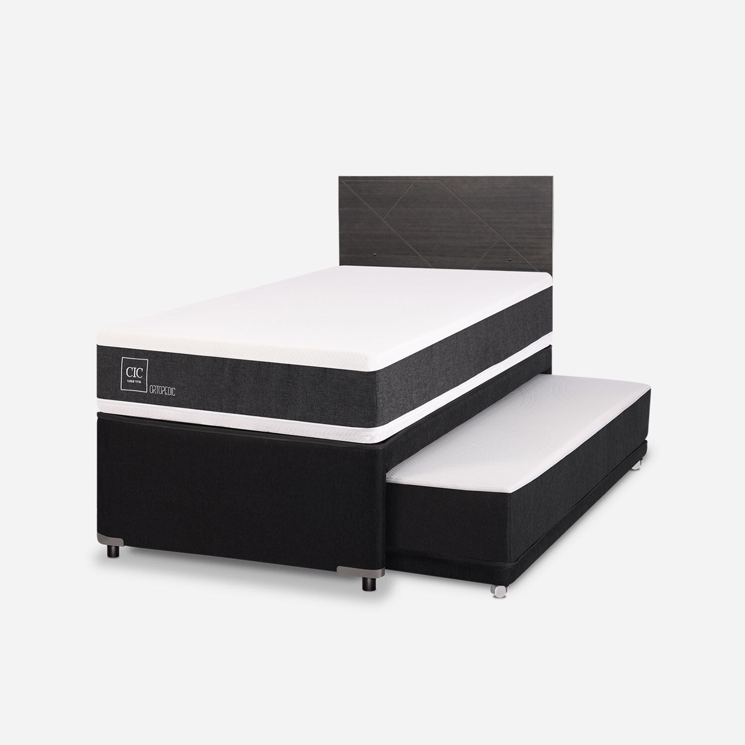 Cama Nido Div&aacute;n Ortopedic + Respaldo Villarrica Gris