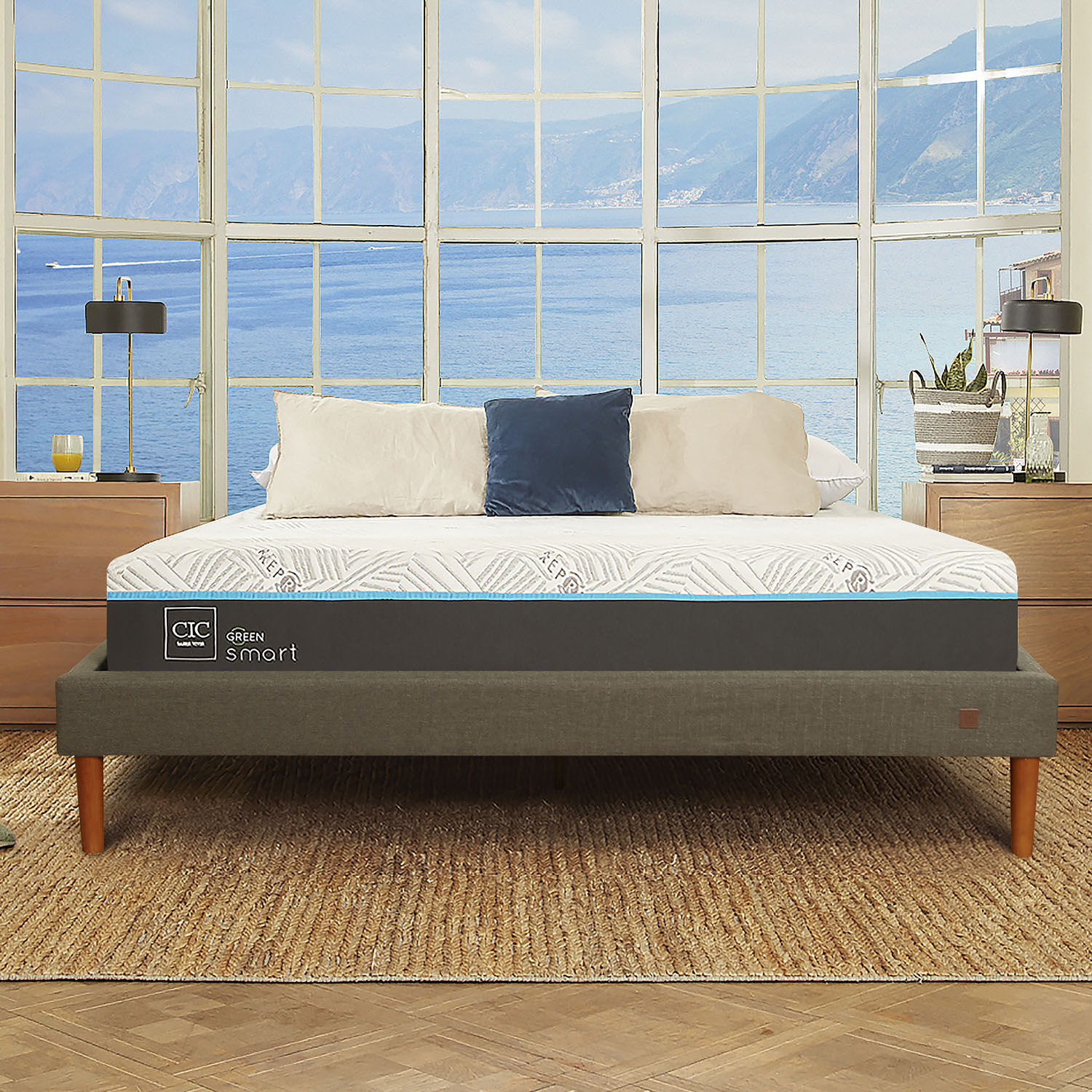 Cama Europea Curve 2 Plazas Infinity Green