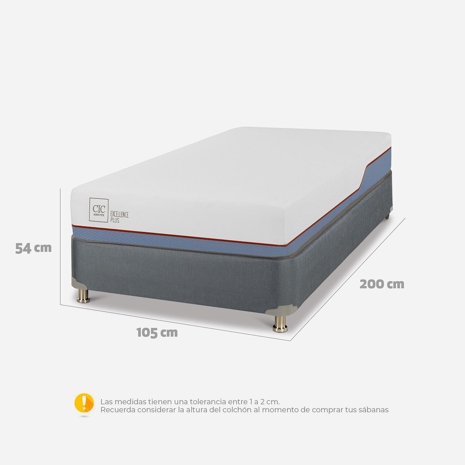 Cama Americana 1,5 Plazas Excellence Plus + Plum&oacute;n