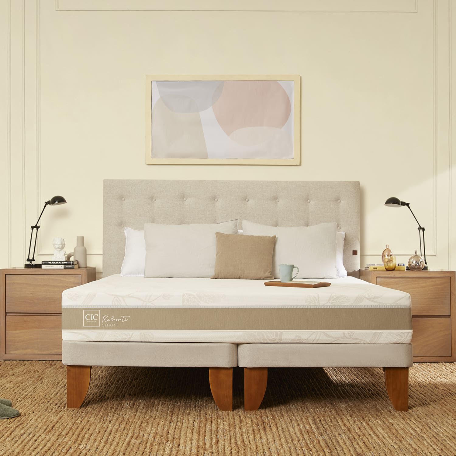 Cama Europea 2 Plazas Rilassati Infinity Base Dividida + Set T&aacute;mesis