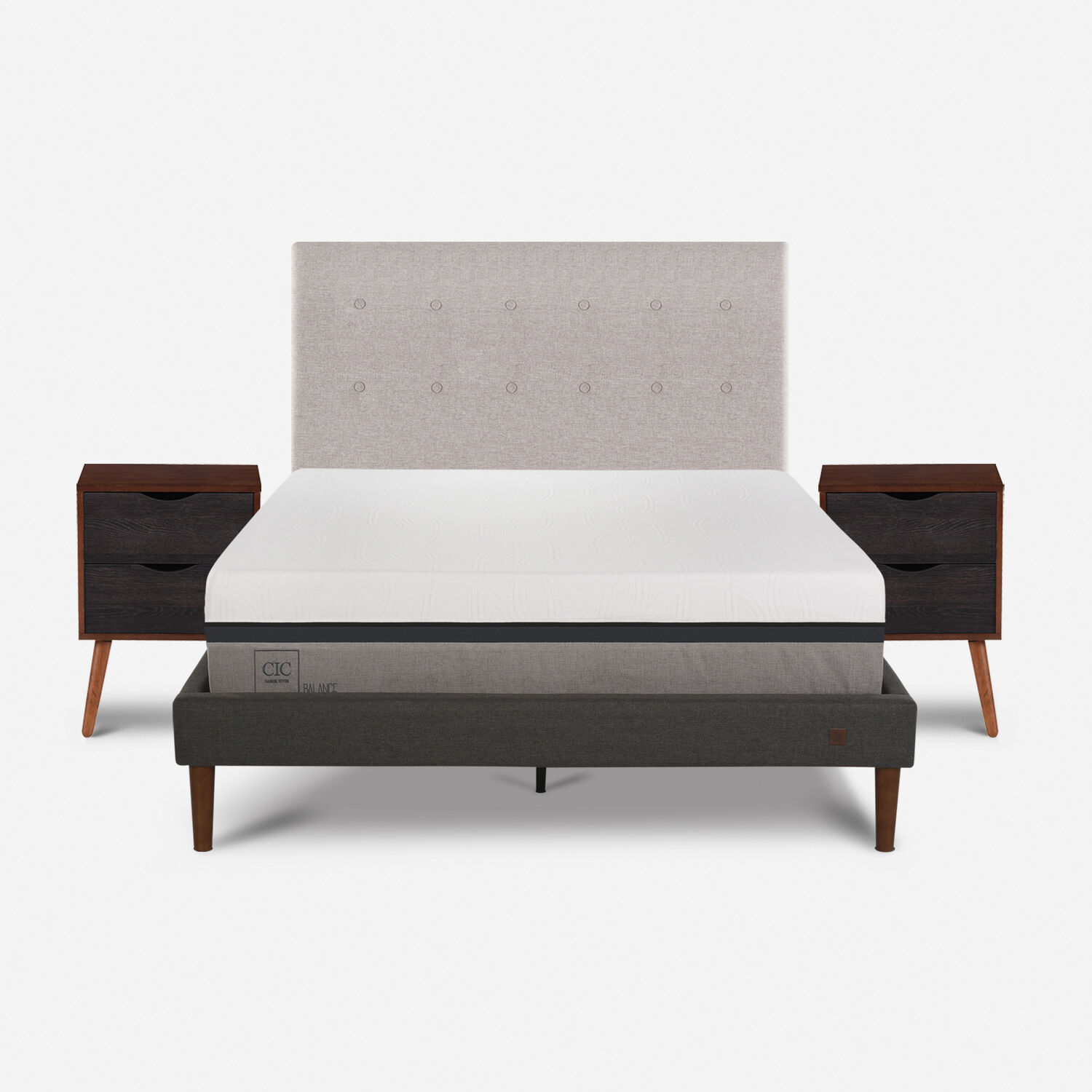 Cama Europea Curve 2 Plazas Balance + Set Tigris