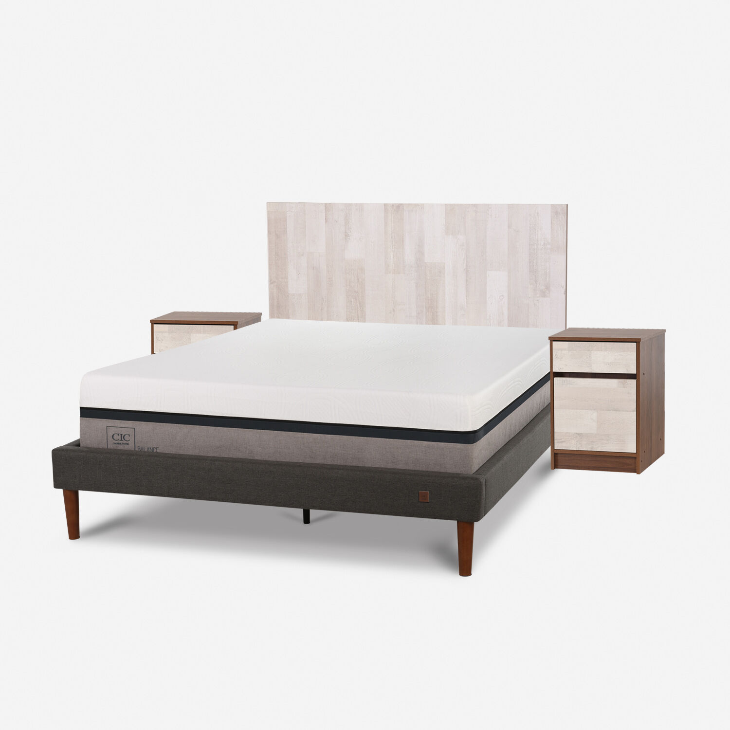 Cama Europea Curve 2 Plazas Balance + Set Legno