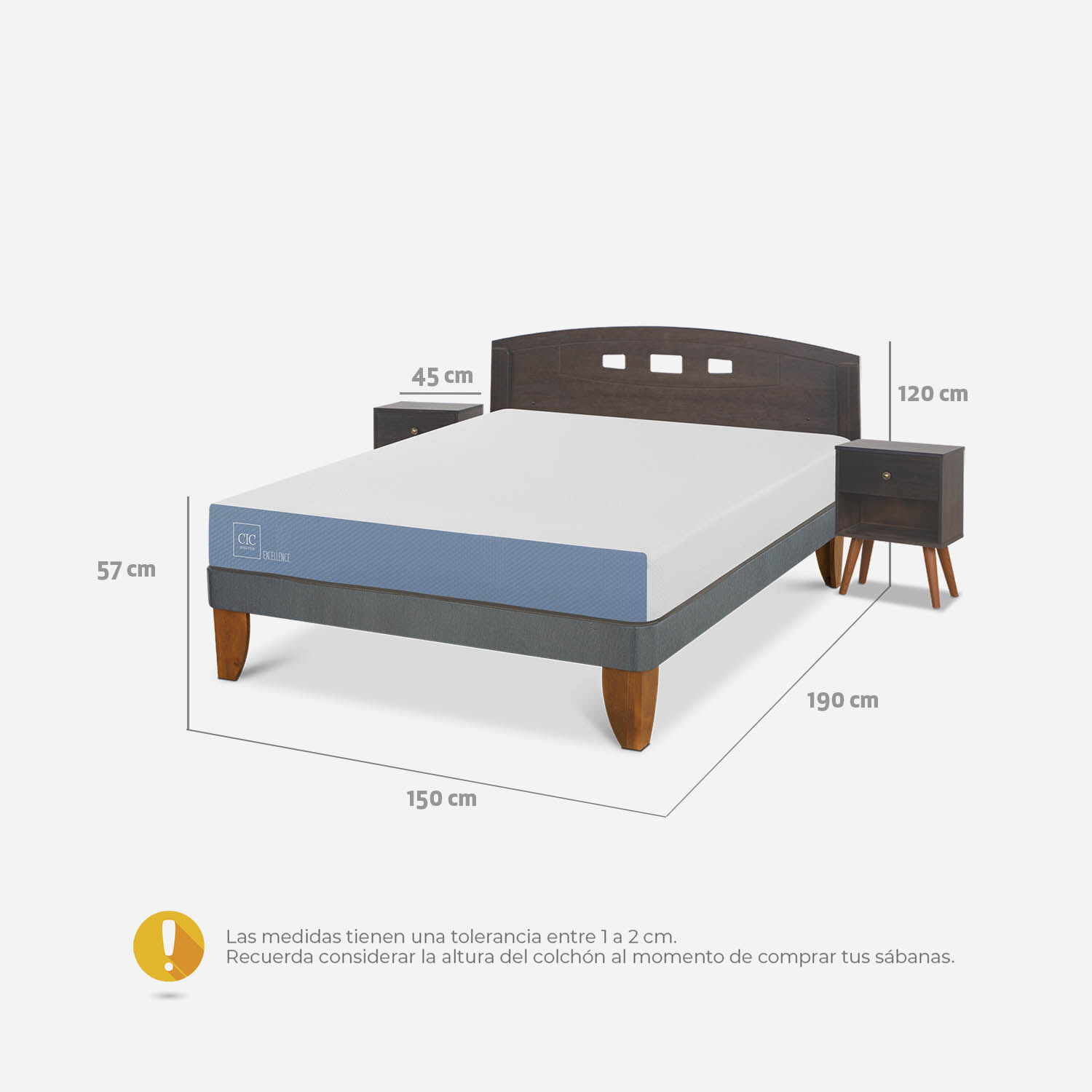 Cama Europea 2 Plazas Excellence Set Gales Gris