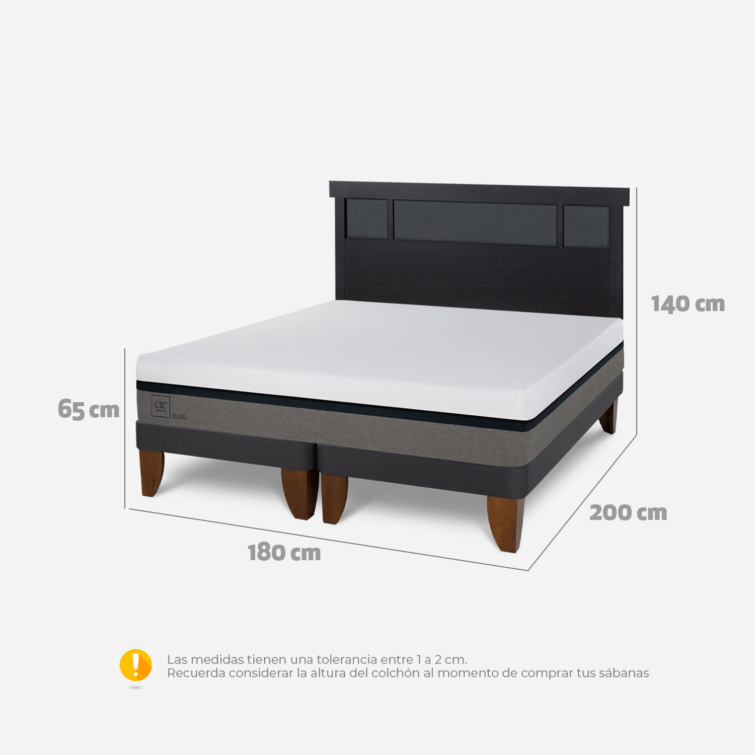 Cama Europea King Balance + Respaldo Dublín Negro