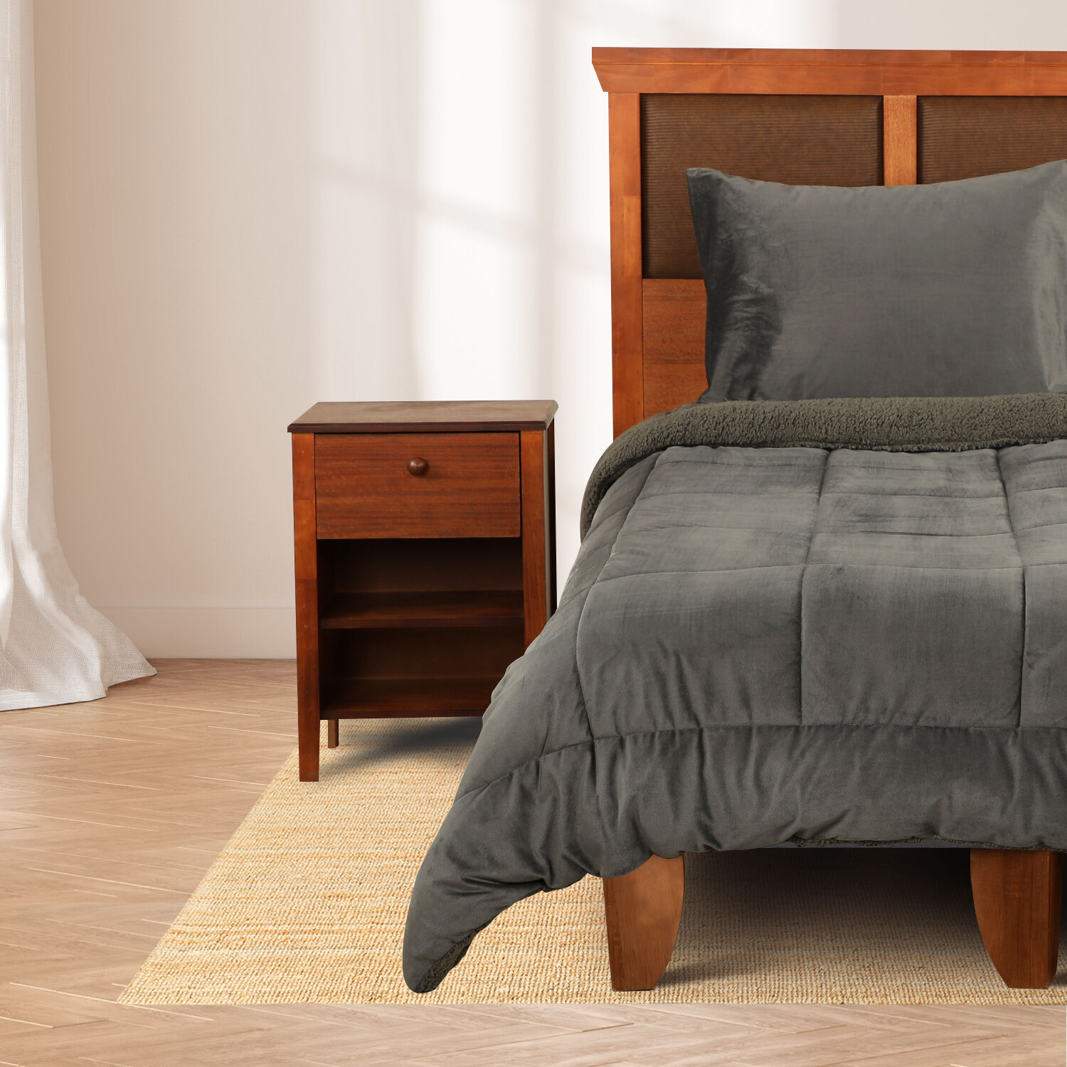 Plum&oacute;n Single Sherpa Gris