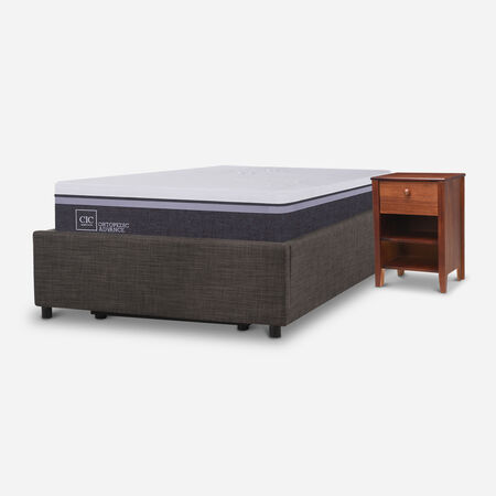 Cama Space Box 1,5 Plazas Ortopedic Advance + Velador Torino Chocolate