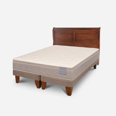 Cama Europea 2 Plazas Rilassati Base Dividida + Respaldo Mir&oacute; Caramel