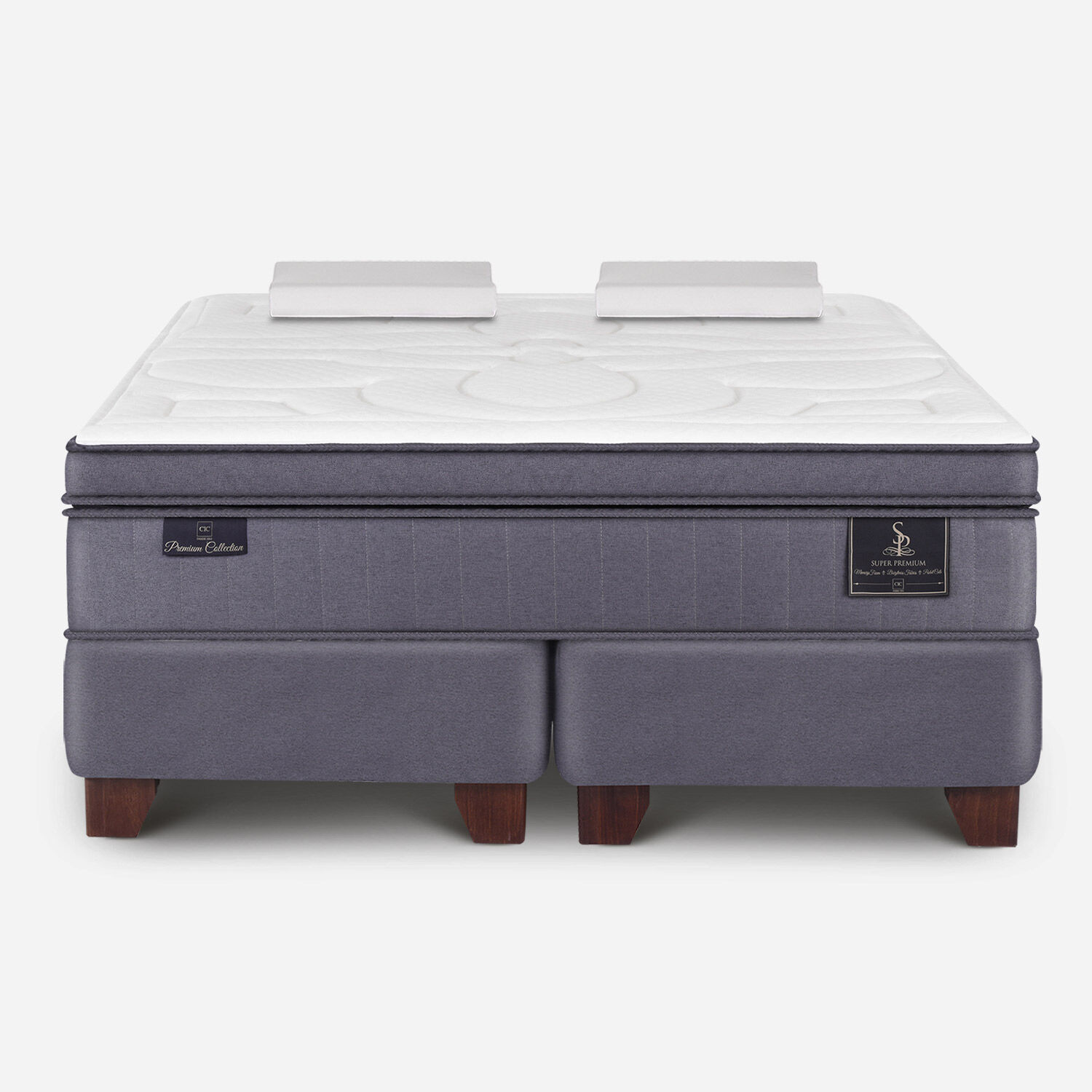 Box Spring King Super Premium + Almohadas Viscoel&aacute;sticas