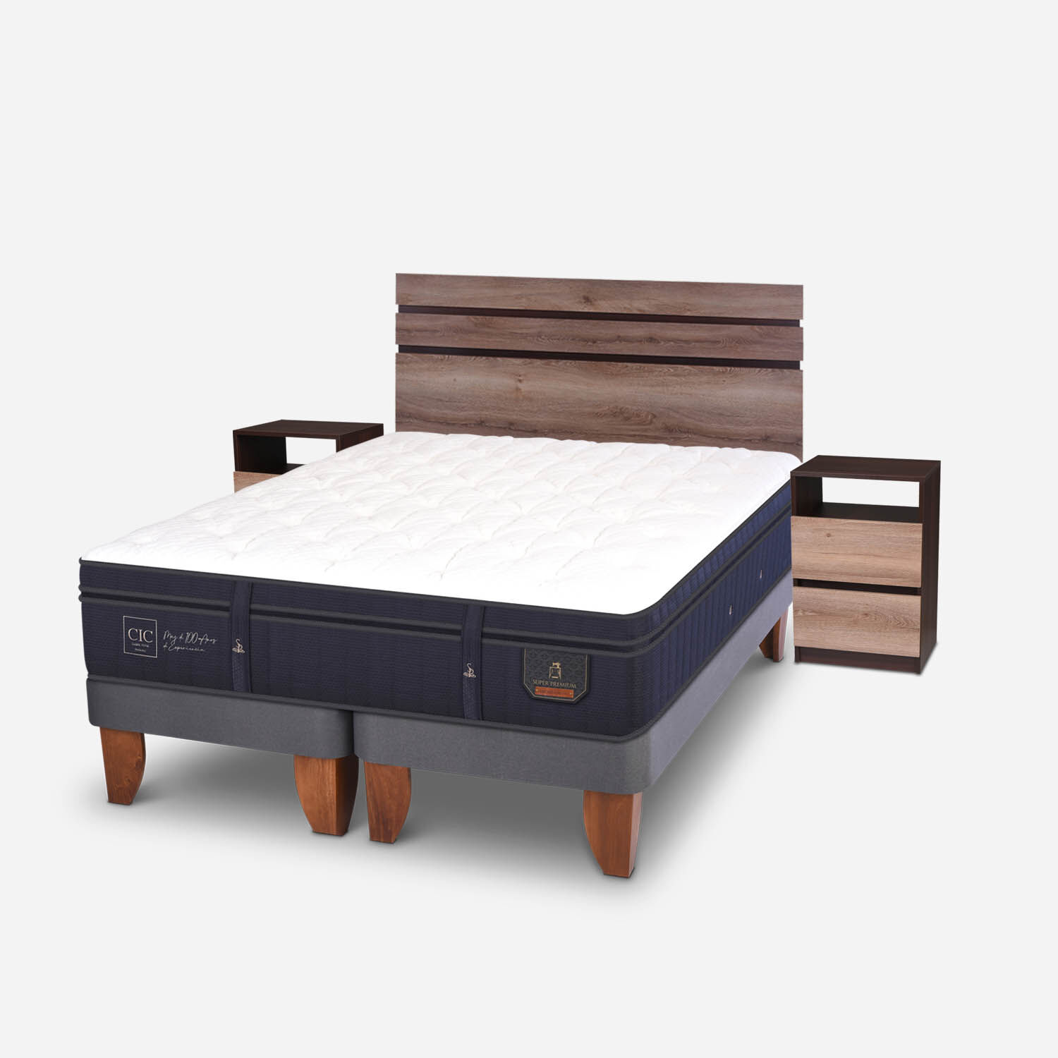 Cama Europea 2 Plazas Super Premium Base Dividida + Set Ares