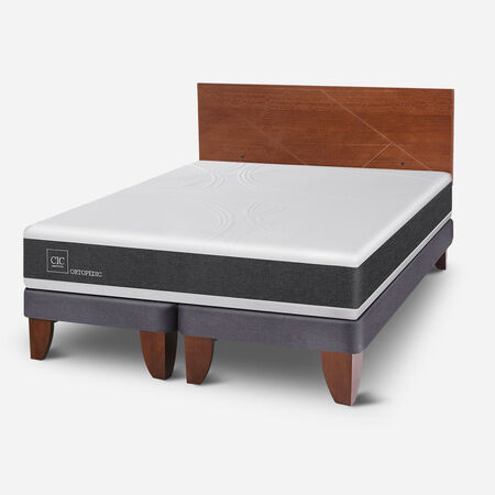 Cama Europea 2 Plazas Ortopedic Base Dividida + Respaldo Villarrica Caramel