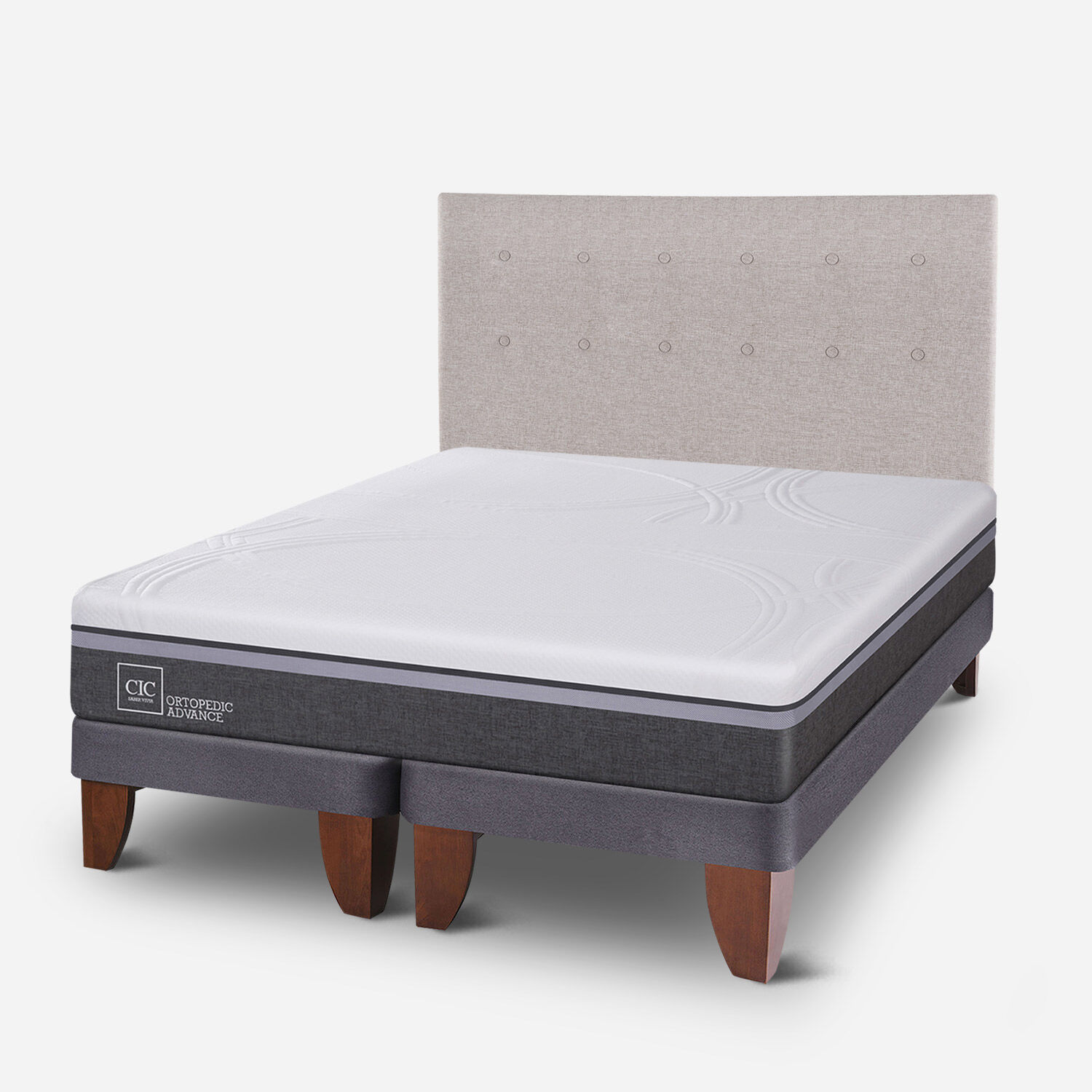 Cama Europea 2 Plazas Ortopedic Advance Base Dividida + Respaldo Tigris