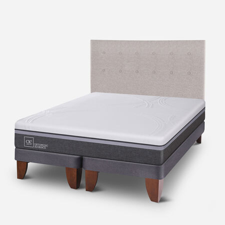 Cama Europea 2 Plazas Ortopedic Advance Base Dividida + Respaldo Tigris