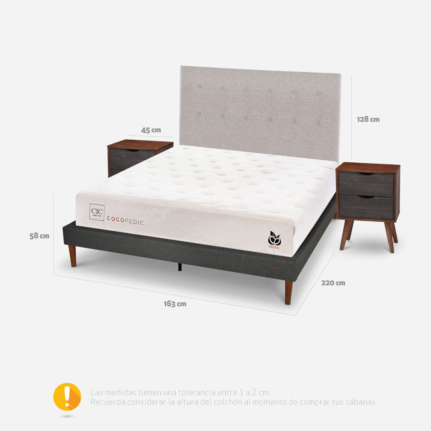Cama Europea Curve 2 Plazas Cocopedic + Set Tigris